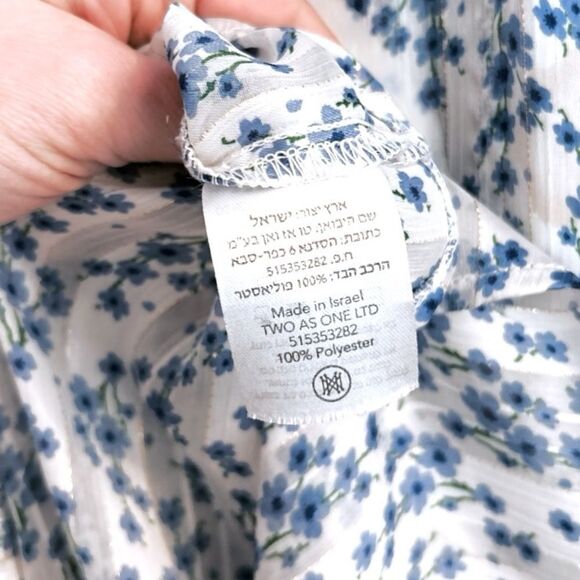 Sabina Musayev Blue Print Gwen Maxi Blue Floral with Gold Threading, Size Medium - Picture 5 of 13